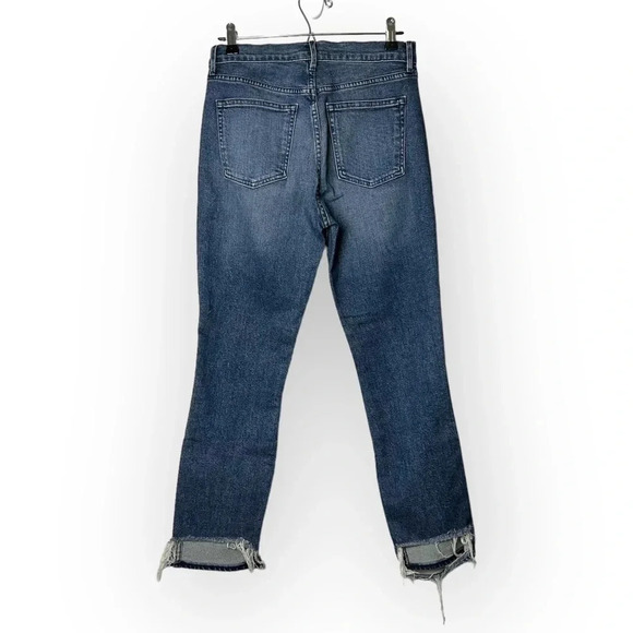 3X1  W3 Blue Cammi Cropped Distressed High-Rise Straight Leg Jeans 27 - Picture 4 of 10